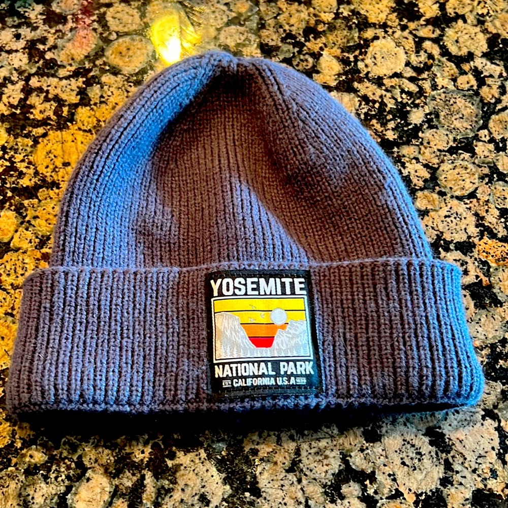 Yosemite National Park California USA Grey Cuffed Knit Beanie Cap Winter Hat